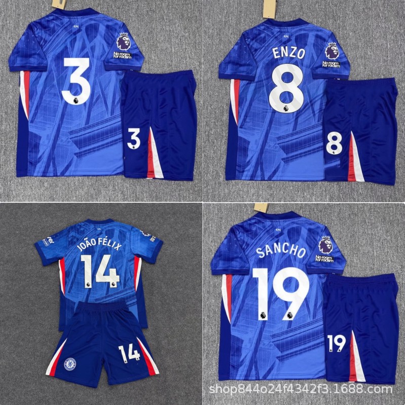 2526 New Chelsea Jersey Home Fan Version Adult and Kidsren's Football Uniform Suit Printed Number Training Uniform Team Uniform