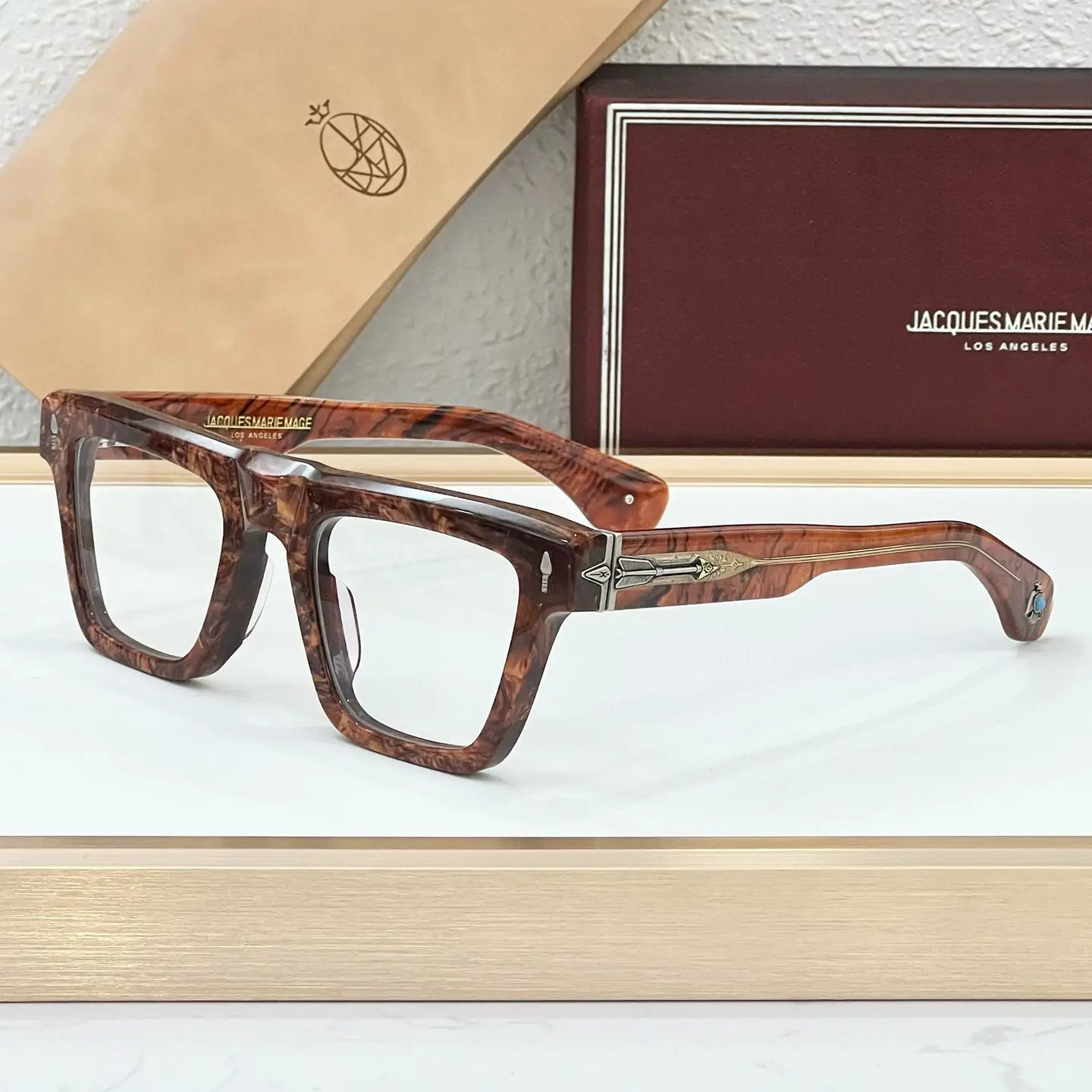 JMM Laramie Eagle Turquoise Square Optical Frame Plain Glasses Men's Retro Anti-Blue Light Glasses Myopia