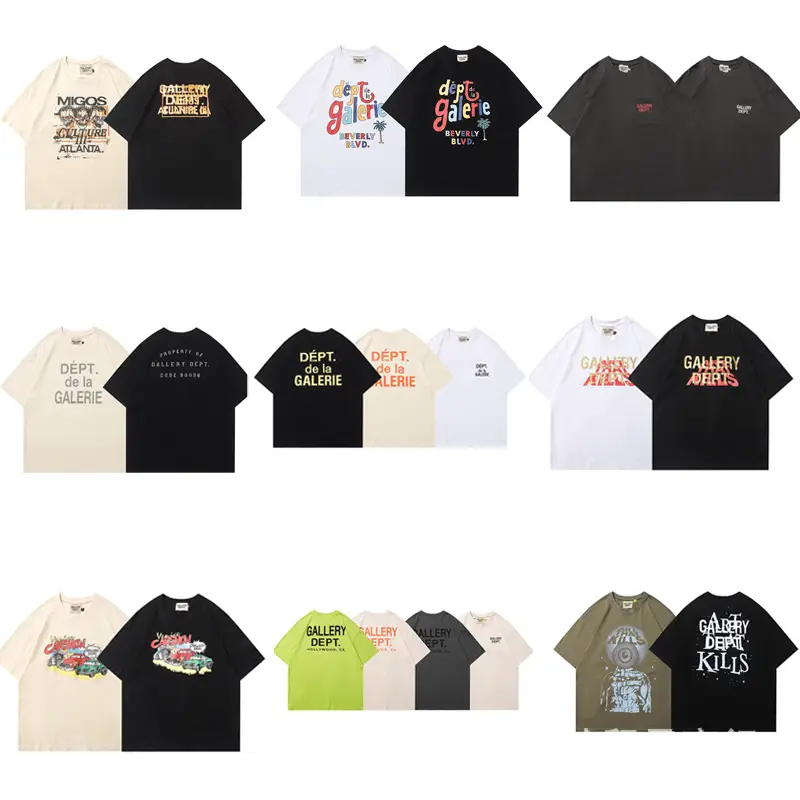 GALLERY DEPT TIDE Casual Letter Printed Round Neck Short Sleeve Loose Top Summer Basic Style Trendy
