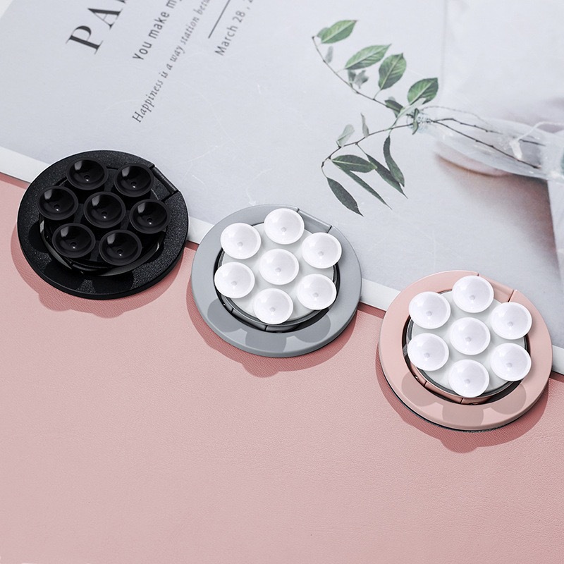 Multifunctional Silicone Suction Cup Bracket Ring Buckle Double Ring Magnetic Suction Portable Lazy Man Chasing Drama Mobile Phone Bracket Cross-border Explosions