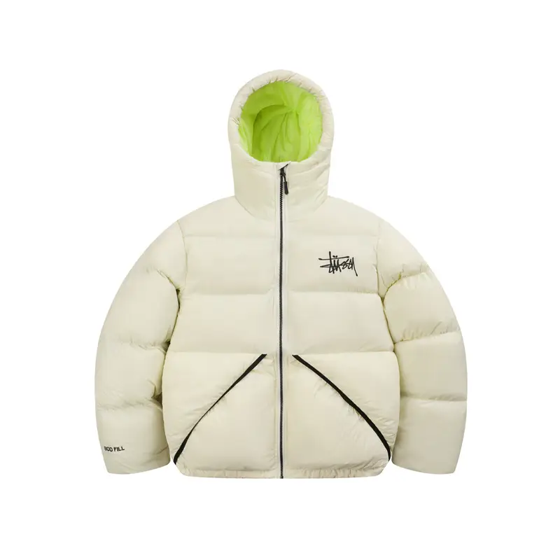 Cross-border STU new classic solid color hundred with embroidery zipper hooded short cotton jacket men and women with the same warm jacket