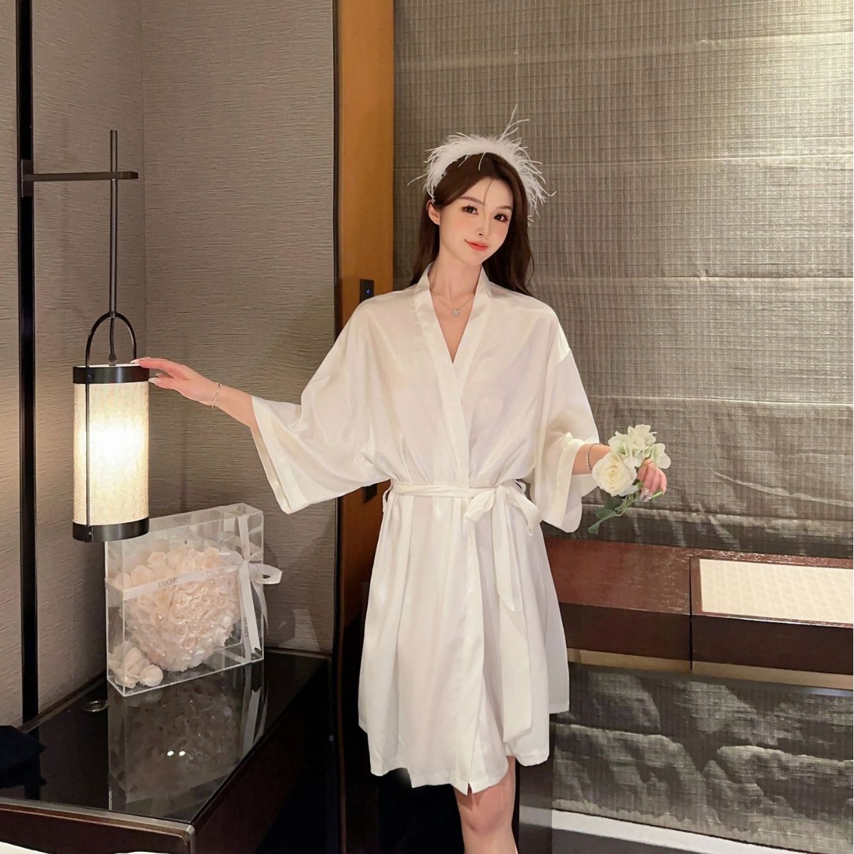 Sexy Pure Desire Thin Pajamas for Women, Summer Boyfriend Style Loungewear, Satin Sexy Pajamas, Open-Front Solid Color Nightgown, Plus Size