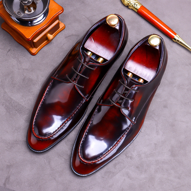 2026 Spring Men's Leather Shoes Brand Casual Youth Formal Men's Driving Patent Leather Shiny Leather Cross-Border Men's Shoes