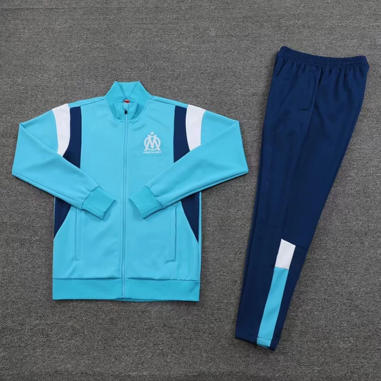 Lake blue long sleeved jersey jacket 2324 new football training field uniform running fitness sports team uniform