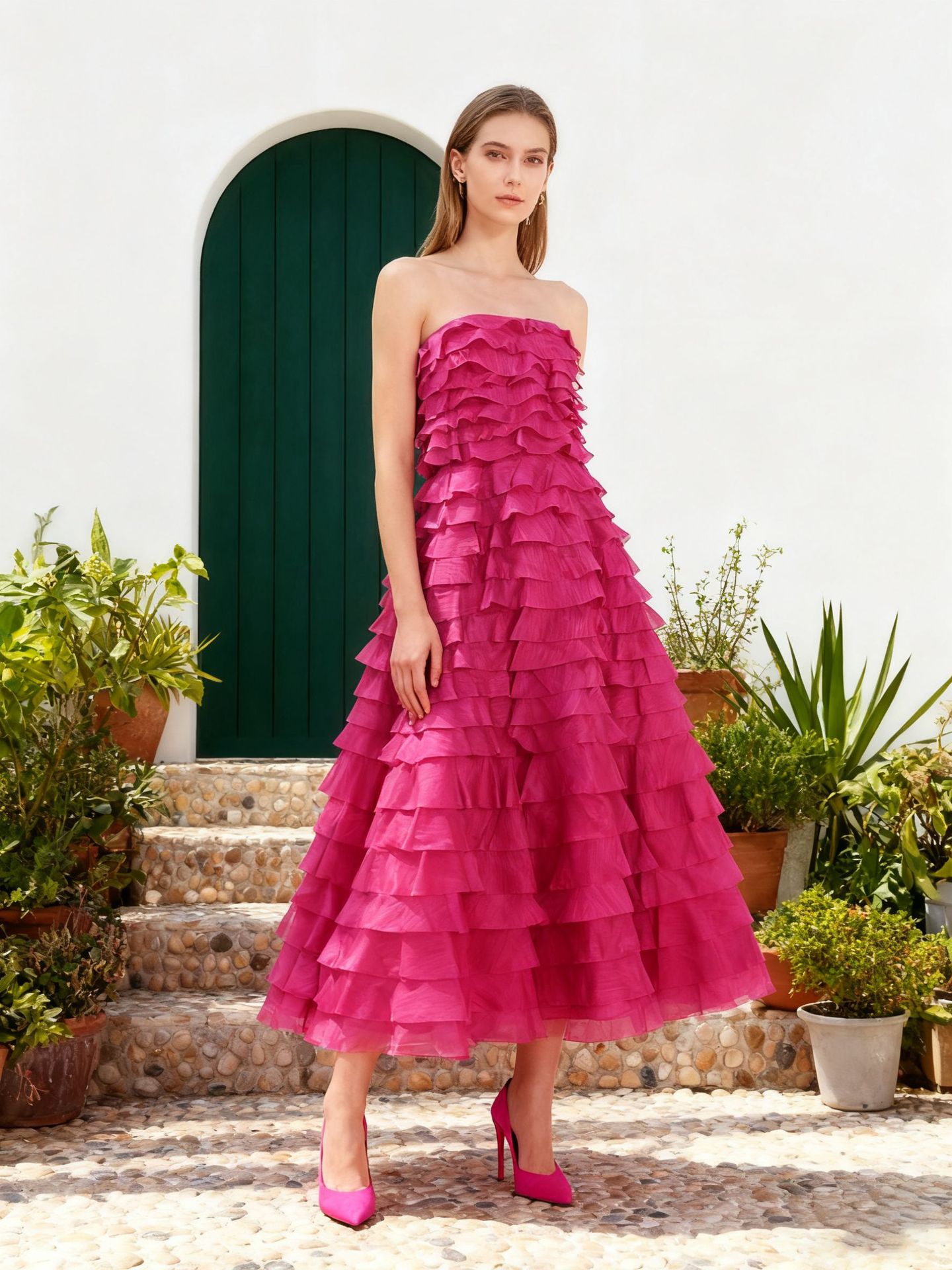 French Ruffled Evening Dress Long Skirt for Women 2026 Summer New Style Personalized High-End Tube Top Dress for Women