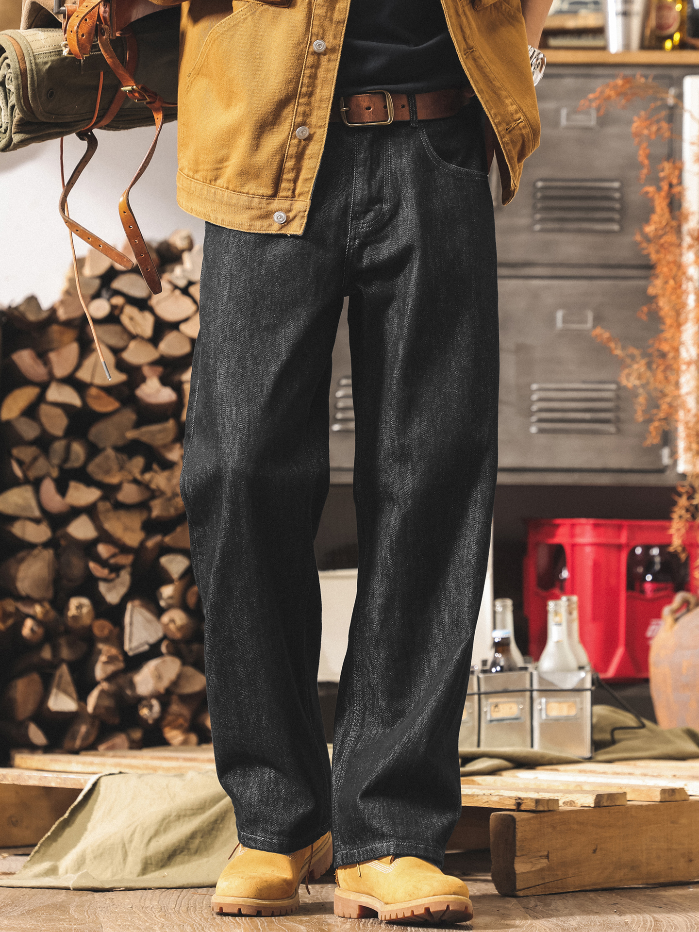 American Retro Denim Original Color Jeans for Men, New Autumn Fashion Brand Straight Pants, Loose Casual Long Pants for Men