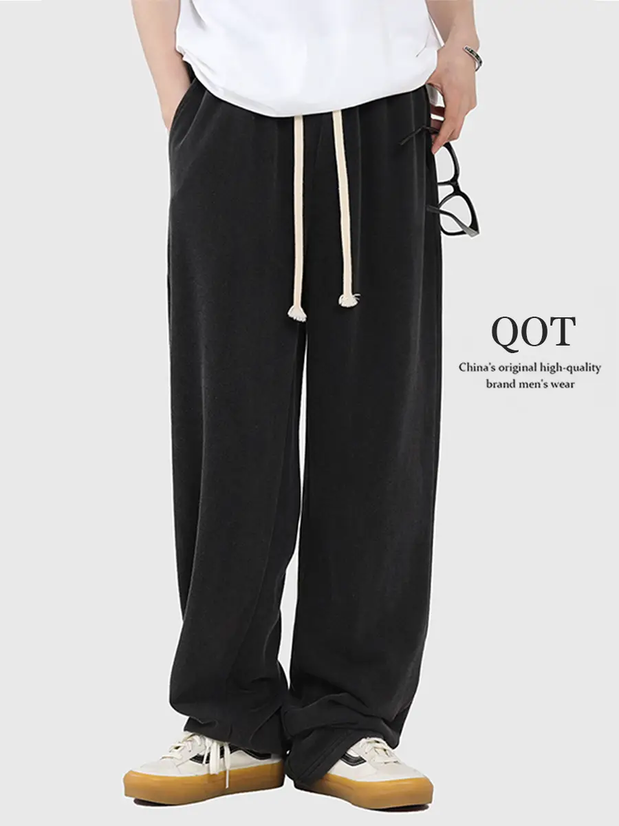 Heavy Weight 340g Sweatpants Men's Autum New Straight Wide-Leg Casual Pants Trendy Brand Loose and Versatile Black Sports Pants