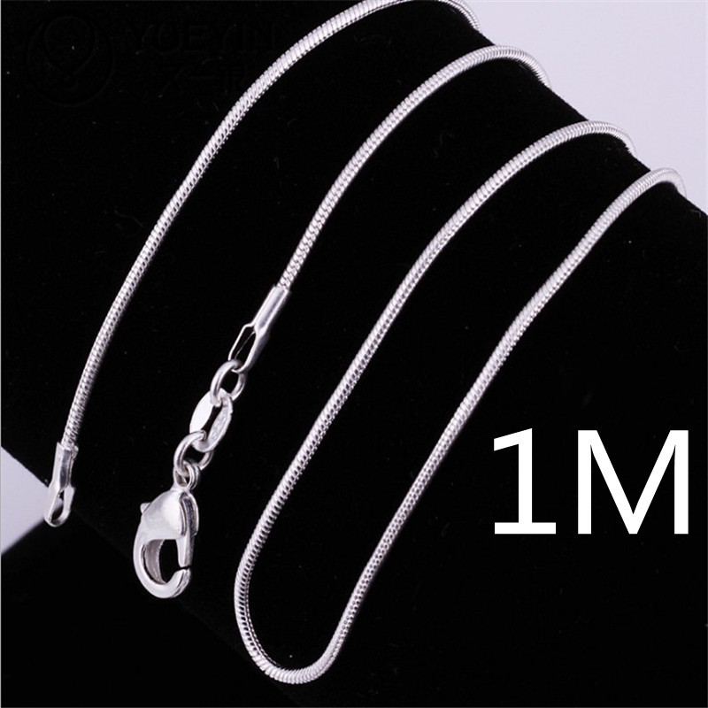 Longrui Fashionable and Trendy Versatile Silver-Plated Snake Bone Necklace European and American Cross-Border Jewelry 1mm Snake Chain Accessory Snake Bone Chain
