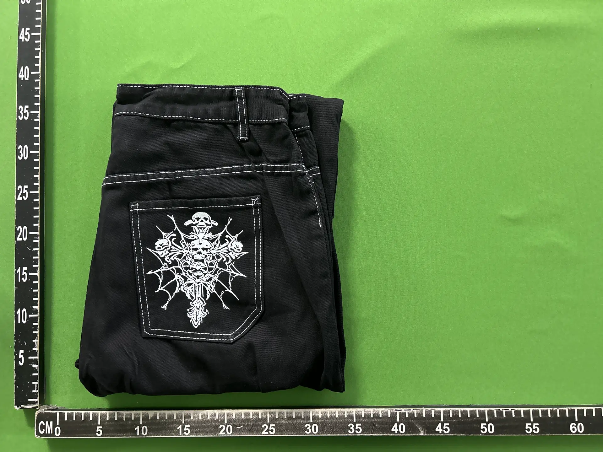 American Style Harajuku Style Skull Embroidered Jeans Retro Washed Straight All-match Fashionable Loose Pants Spring and Autumn