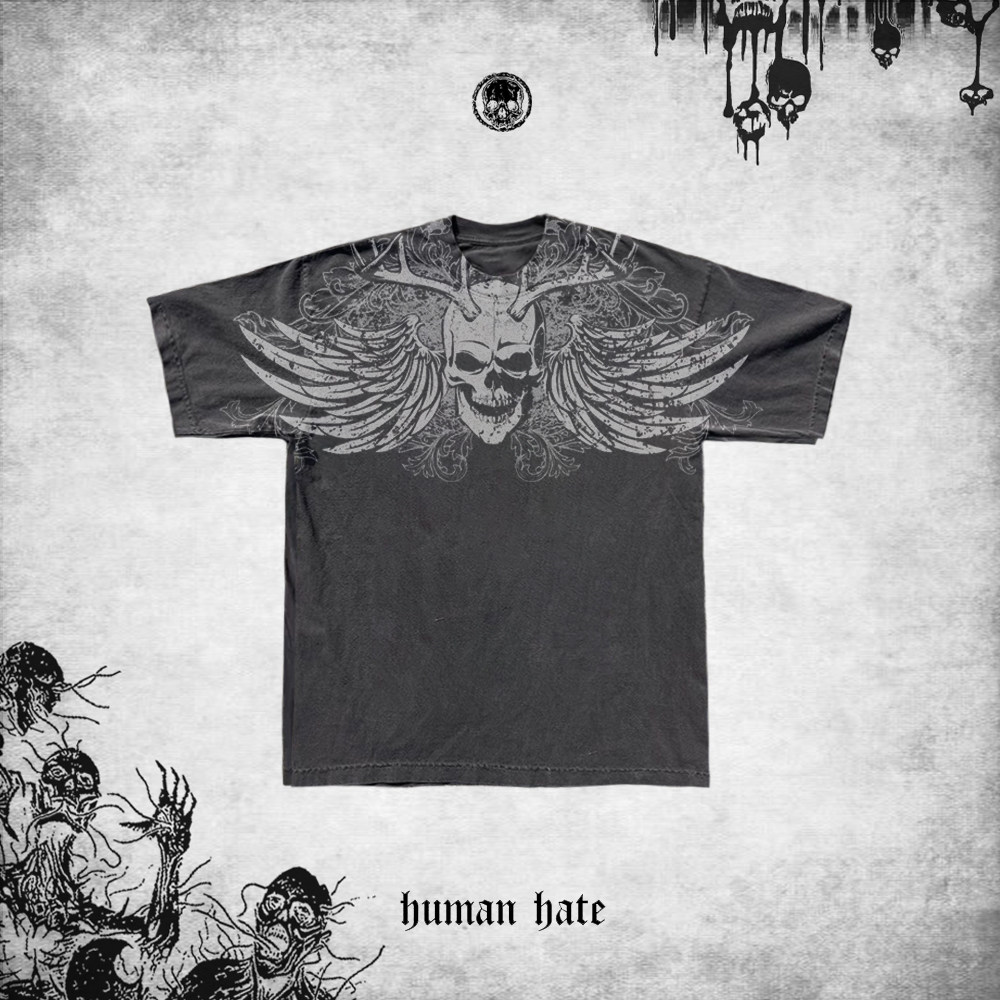 Skull Xtreme Affliction Dark Luxury Trendy Punk Tattoo Vintage Hip-Hop Rap Short-Sleeved T-Shirt