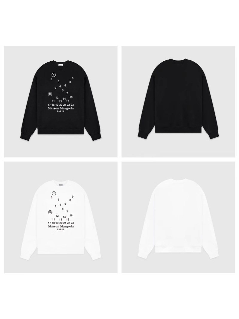 Fashionable Brand Mm6 Maison Margiela Alphanumeric Printed Double Yarn Pure Cotton Men's and Women's Long-Sleeved Sweatshirts
