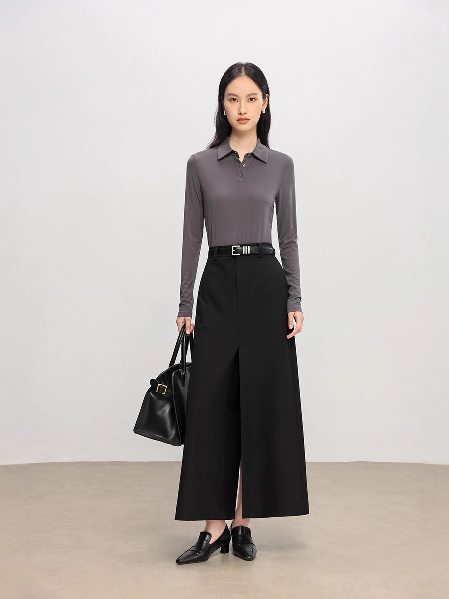 Miu-Style Polo Base Layer Silk Knit Shirt, Non-Iron, Anti-Pilling, Available in Multiple Colors