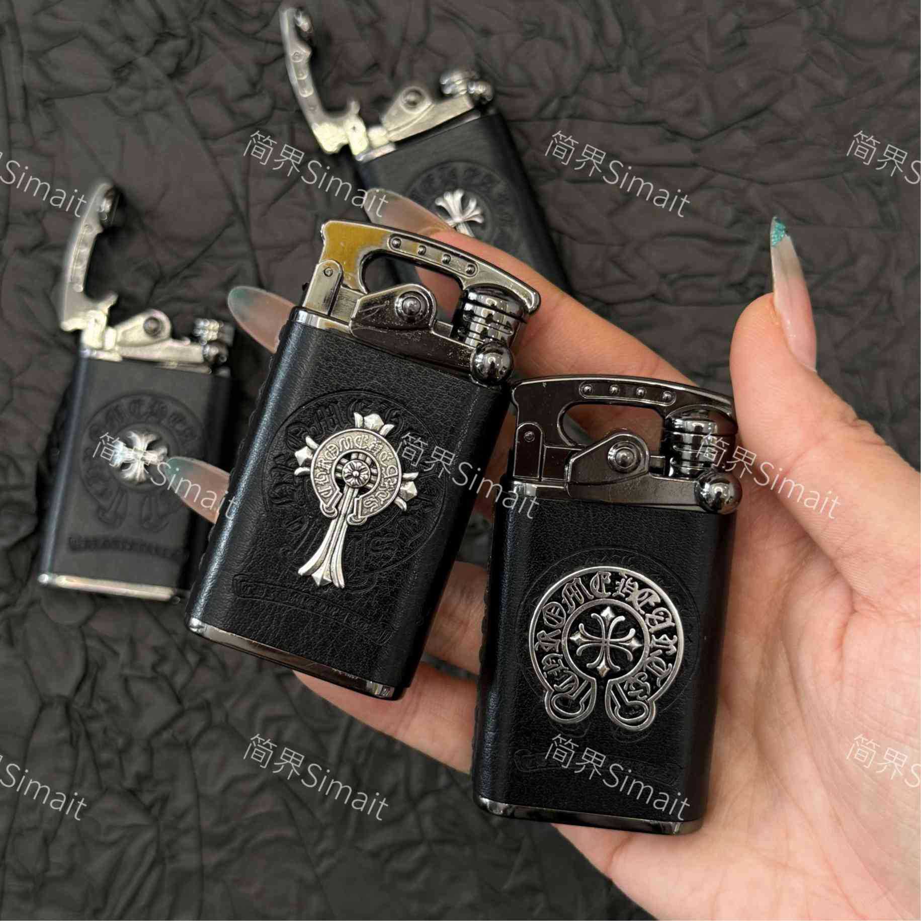 【Jianjie Brand Authentic Original】Crow Heart Premium Light Luxury Leather Texture Straight Lighter Refillable Gift for Boyfriend Foto QC de 1688 na Qualit.ly