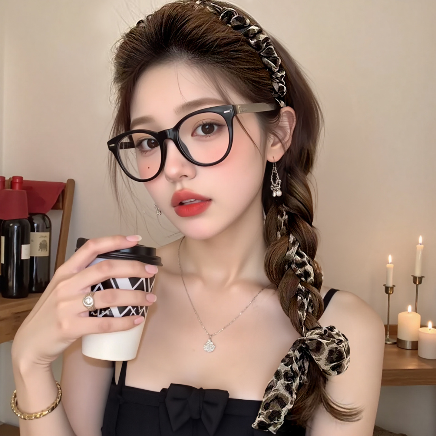 Retro Leopard Print Ribbon Tooth Comb Headband for Women, High-End, Fashionable, Ponytail Braided Hairband, One-Piece Headband Hair Bundle