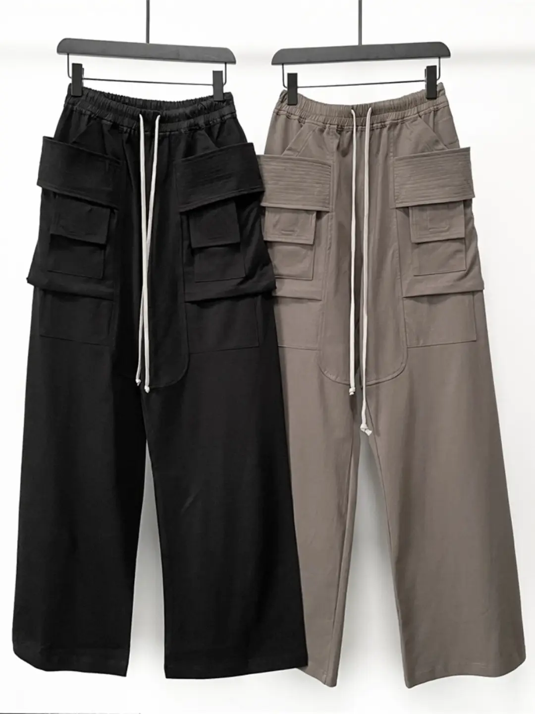 DAWNHIN Dark RO Double Loop Wide Leg Work Pants, Plain Cotton, Large Straight Horn Floor Pants, Men's and Women's Styles
