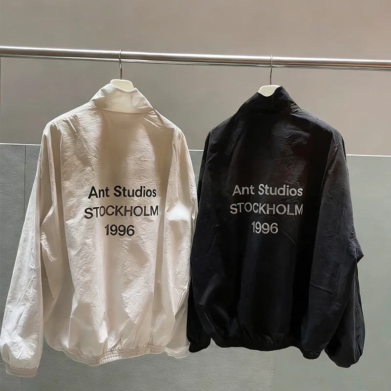 Share preference 1996 vintage letter printed jacket windbreaker loose fitting men and women couple jacket trend