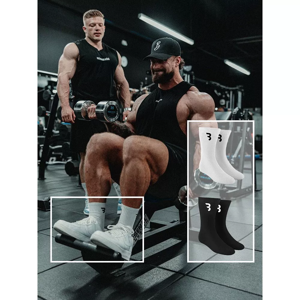Chris C Bao Fitness Breathable All Cotton Socks Men's and Women's Sports Leisure Running Basketball Mid Socks 3-Pair Set
