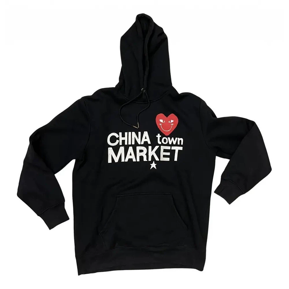 Chinatown Market Play Heart Black Hoodie Hooded Sweatshirt Top Trendy