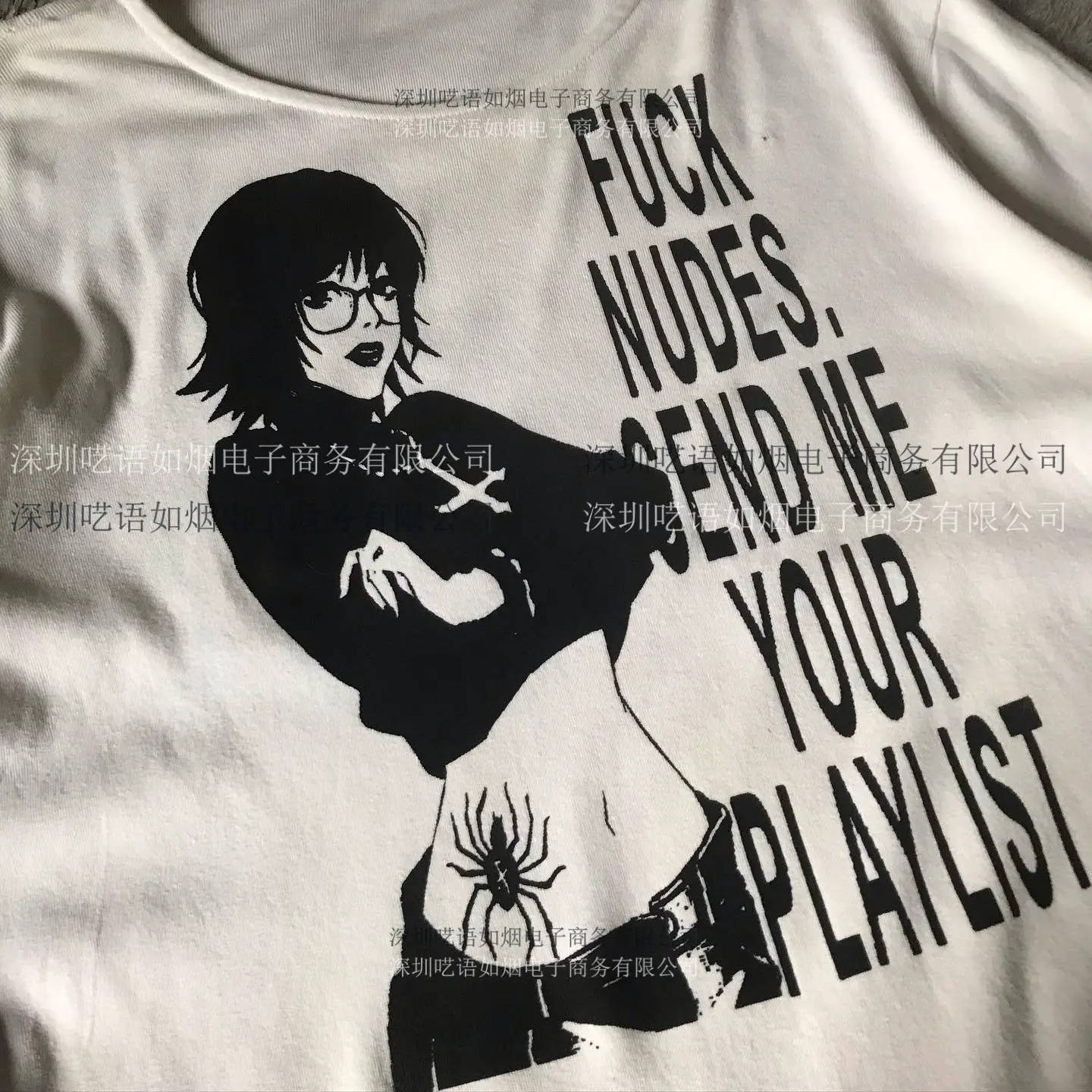 European and American Ins Cross-Border Stylish Punk Printed Round Neck Sweatshirt Long-Sleeved Pullover T-Shirt Bottoming Shirt Retro Wear Y2K