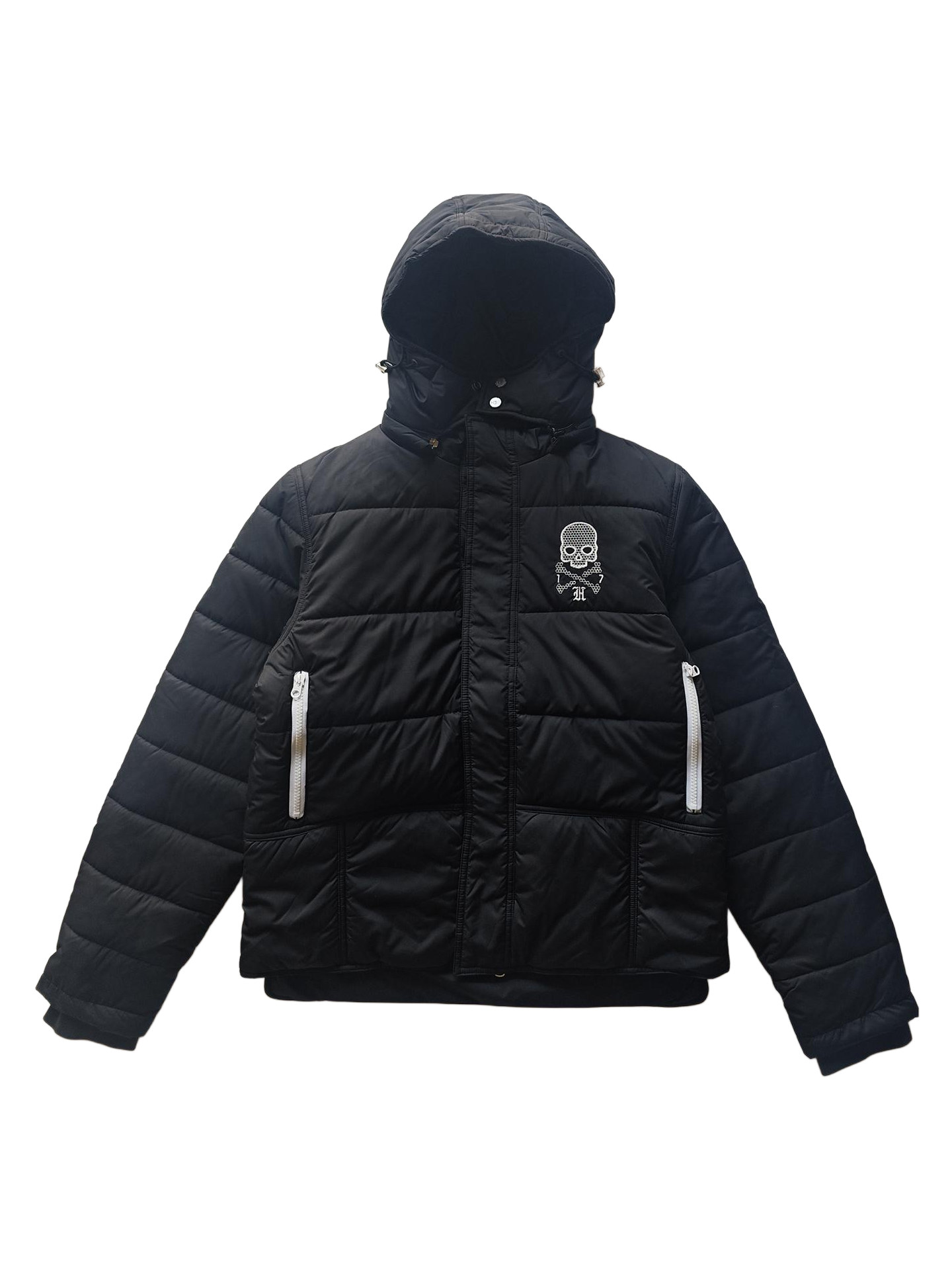 Hydrogen Outdoor Style Hooded Cotton Coat for Men in Winter, Thickened and Warm, Skull Embroidered Jacket
