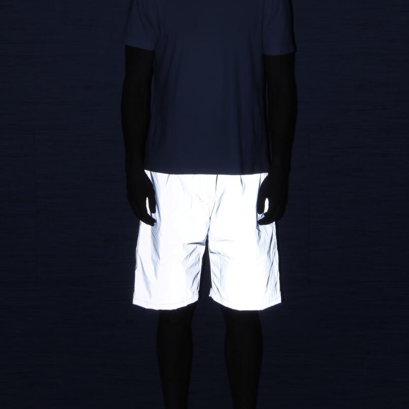 New European and American Plus Size Reflective Shorts Sports Street Hip Hop Trendy Beach Pants ins Fashion Full Reflective Pants