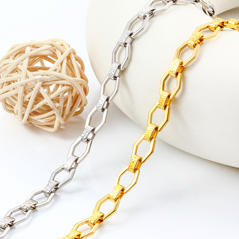 Stainless Steel Diamond Handmade Chain Color-preserving Non-fading Personality Fashionable Men's Necklace Bracelet Bag Chain diy