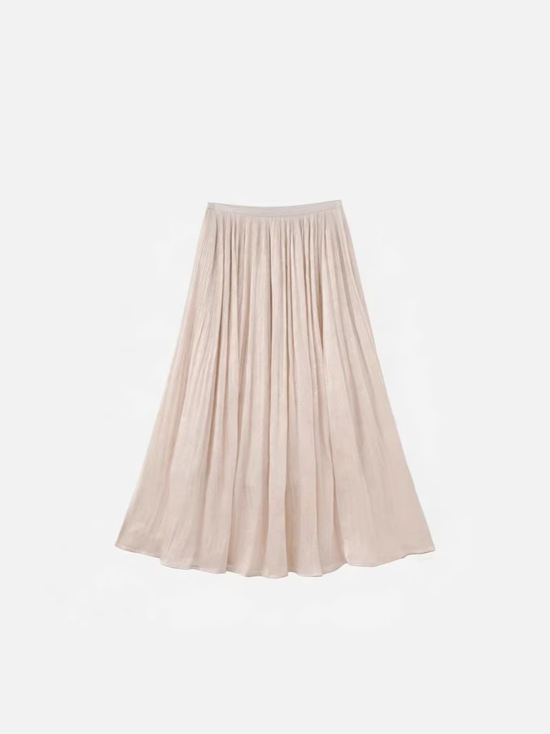 Elegant and Luxurious Flowing Chiffon Skirt for Women, 2026 Spring/Summer Thin Style with Drape Effect, A-Line Mid-Length Pleated Skirt