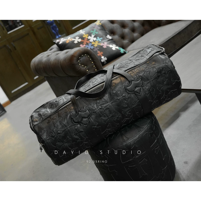 David customized S925 Italian top cowhide cross laser sterling silver handmade large travel backpack