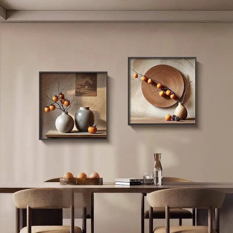 Restaurant Decorative Painting, Living Room, Ruyi, Mid-Century Style Dining Room, Dining Table Background Wall, High-End Mural, High-End Hanging Painting