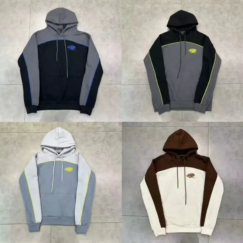 Spring and Autumn Fashion Syna Small Label Embroidered logo American Drill Style Street Stitching fleece-lined Loose Casual Hooded