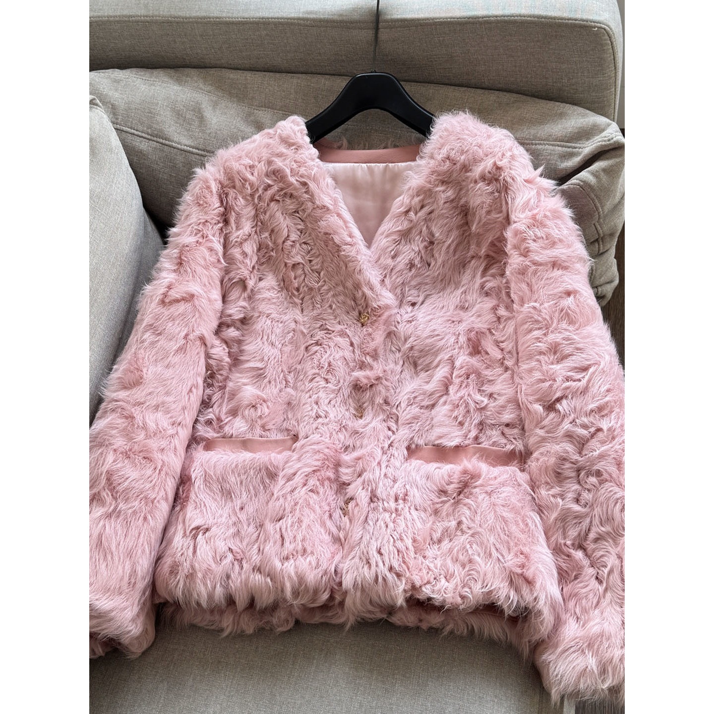 22025 Spring New Style Sheep Leather Casual Age-Reducing Simple Warm Fur Thick Coat for Women Wholesale H19Ad2307