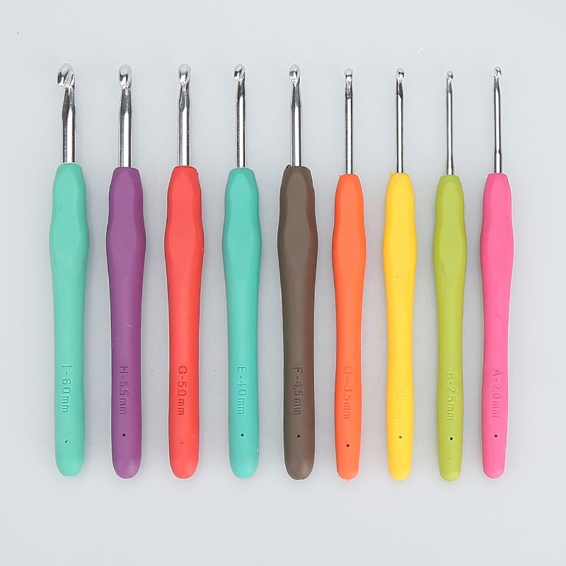 Crochet tool set single head candy color color soft handle crochet with handle wool crochet aluminum oxide crochet