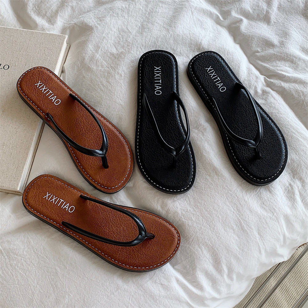 Retro Korean Style Fashion ins Soft Flat Summer New Sandals and Slippers Women's Outdoor Fairy Style Clip Flip Flops