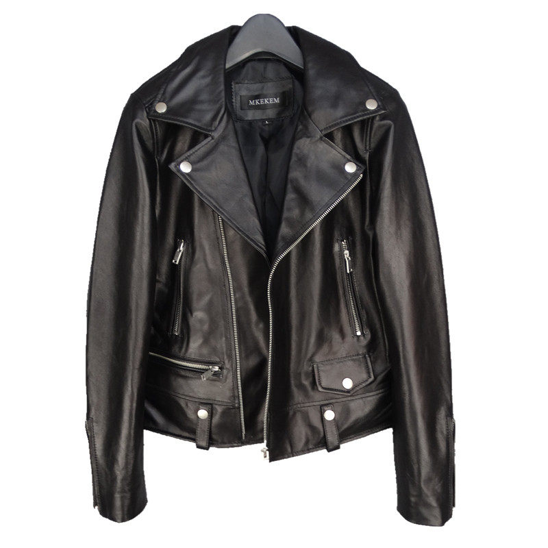 Spring Haining Sheepskin Leather Jacket for Women, Short Biker Jacket, Slim Fit Leather Jacket, Plus Size Women's Fashion Trend Foto QC de TAOBAO na Qualit.ly