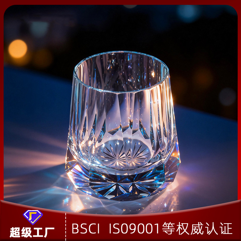 Japanese-Style Edo Kiriko Crystal Whiskey Glass K9 High-Transparency Faceted Glass Single Piece Gift Box Set Luxury High-End Drinkware