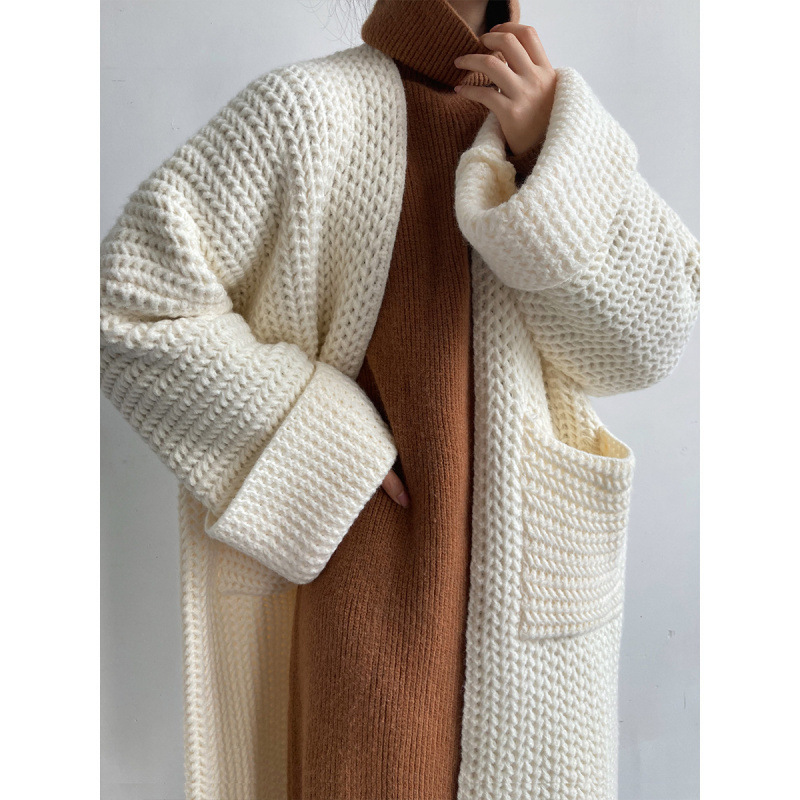 2024 Autumn and Winter New Gentle Korean Coat Hollow Twist Hepburn Style Solid Color Knitted Cardigan Soft Waxy
