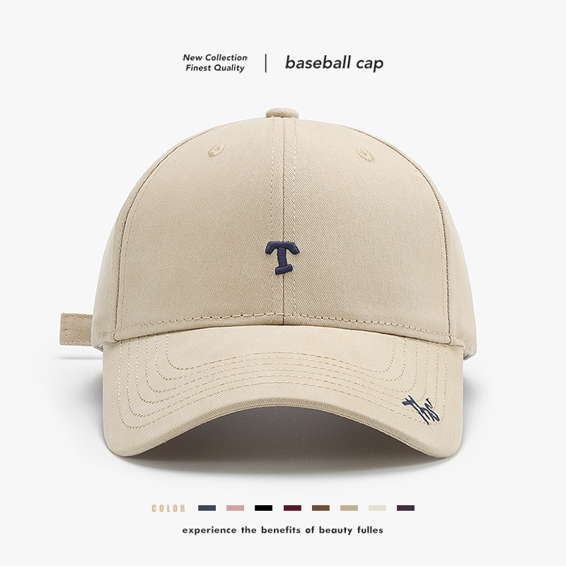 3D Embroidered Letter Hard-Top Baseball Cap for Women, New Spring/Summer Versatile Korean Style Large Head Circumference Wide Brim Cap for Men
