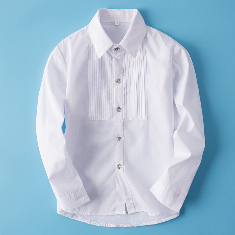 Children's White Shirt Boys' and Girls' Performance Dress School Uniform for Children and Primary School Students Piano Performance Dress White Shirt