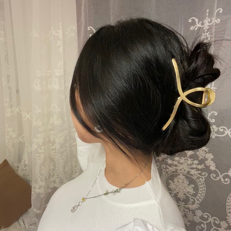 Metal French style large cross shark clip ins hair clip back head hair clip elegant temperament hairpin Internet celebrity headdress