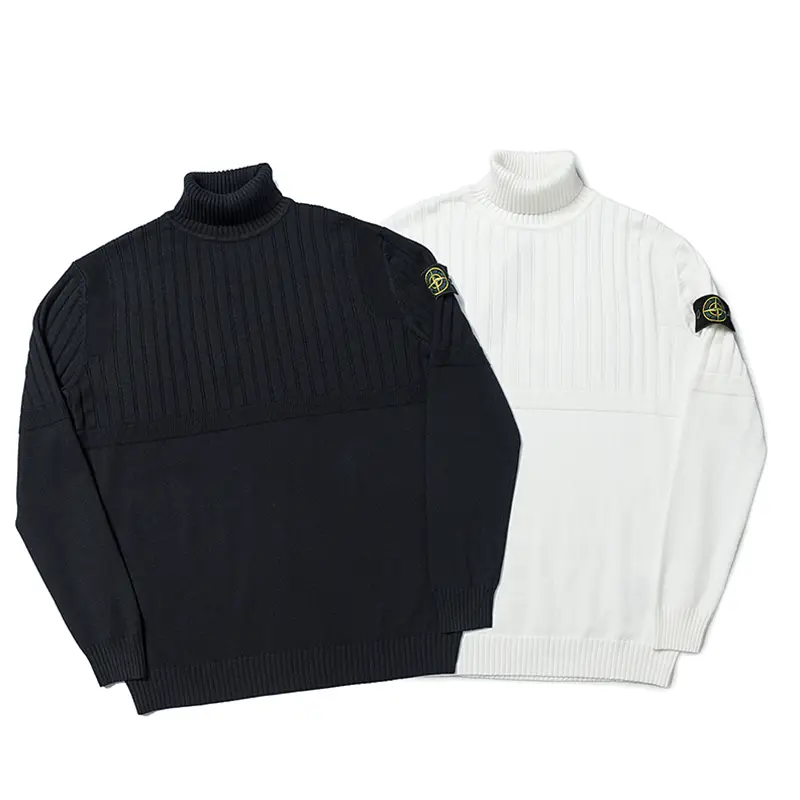 STONEPIRATE Stone Loose Knitting Turtleneck pullover Base Shirt Stripes Sweater island