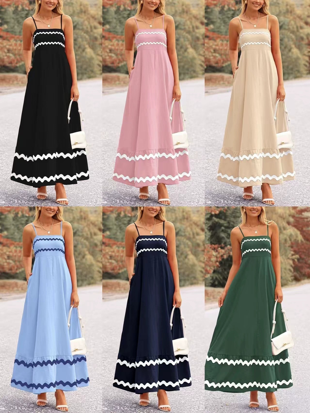 European and American Cross-Border Women's Fashion 2026 Summer New Solid Color Lace Patchwork Elegant Strapless Maxi Dress