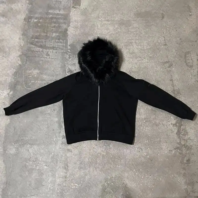 Y2k Women Aesthetic Harajuku Faux Fur Collar Hoodies Clothes