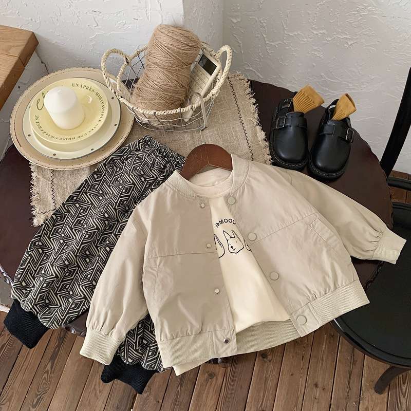 Spring and Autumn Men's and Women's Children's Coat Baby Western Style Children's Personality Trendy Japanese and Korean Style Patchwork Letter Baseball Suit Jacket
