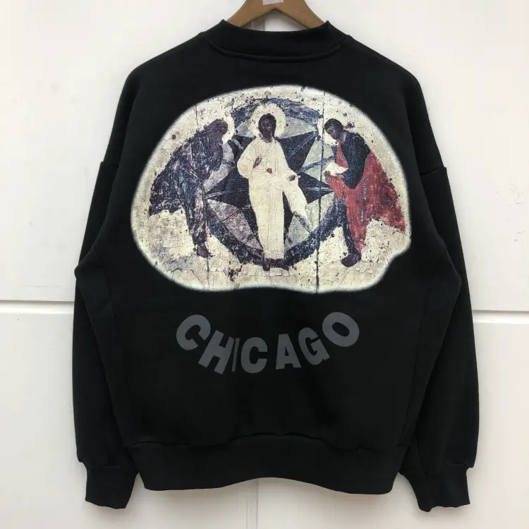 Kanye-Style Long-Sleeve Fog High Street Style Autumn and Winter Fleece-Lined Men's Sweatshirt, Couple's Loose-Fitting Trendy Jacket