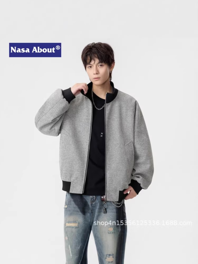Nasa about New Style Stand-Up Collar Jacket Men's Casual Jacket Men's Baseball Uniform Loose-Fitting Couple Flight Suit