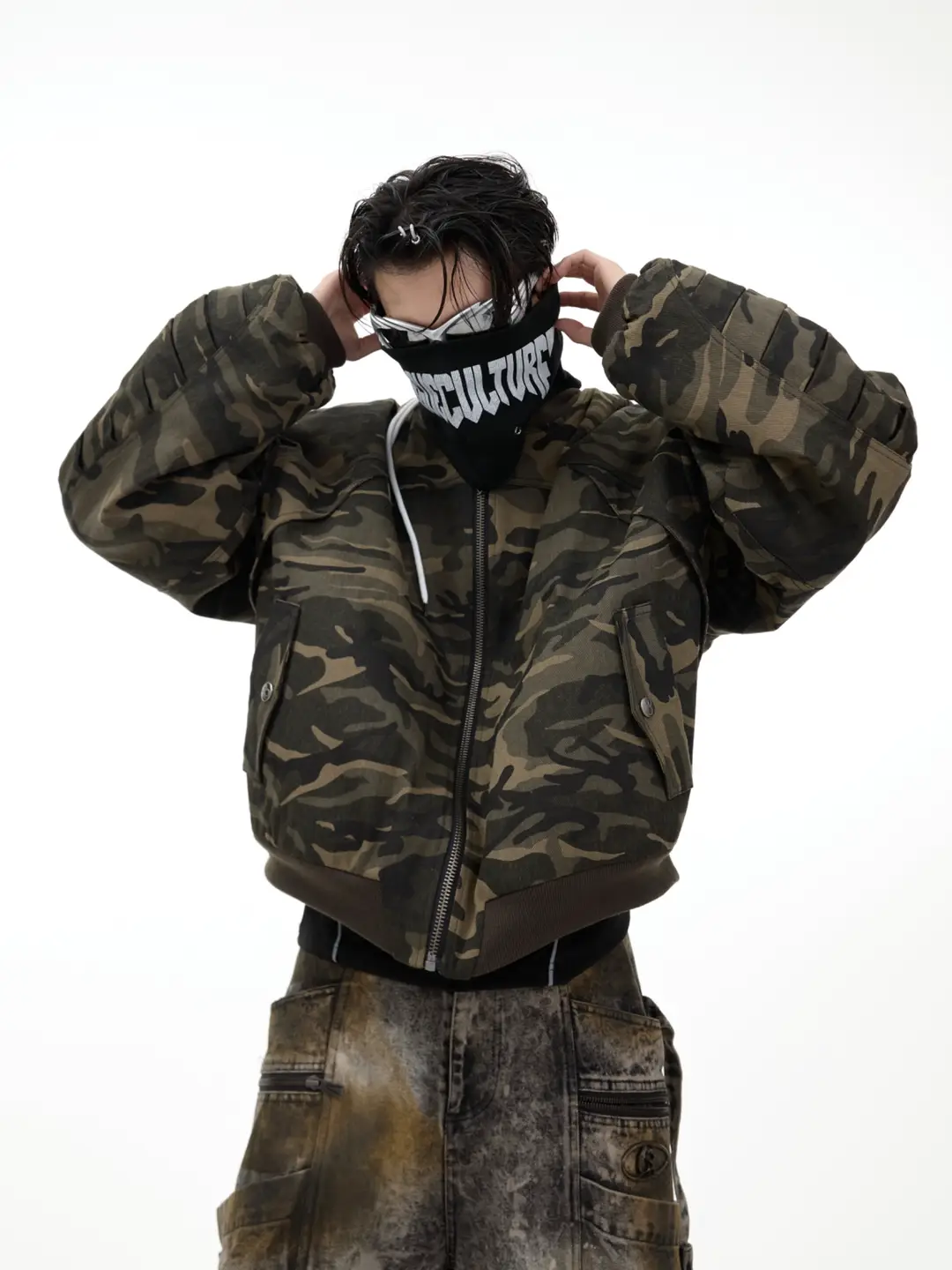 Culture Heavy Industries Niche Retro Camouflage Baseball Jacket Thickened Bomber Pilot Jacket Cotton Coat for Men