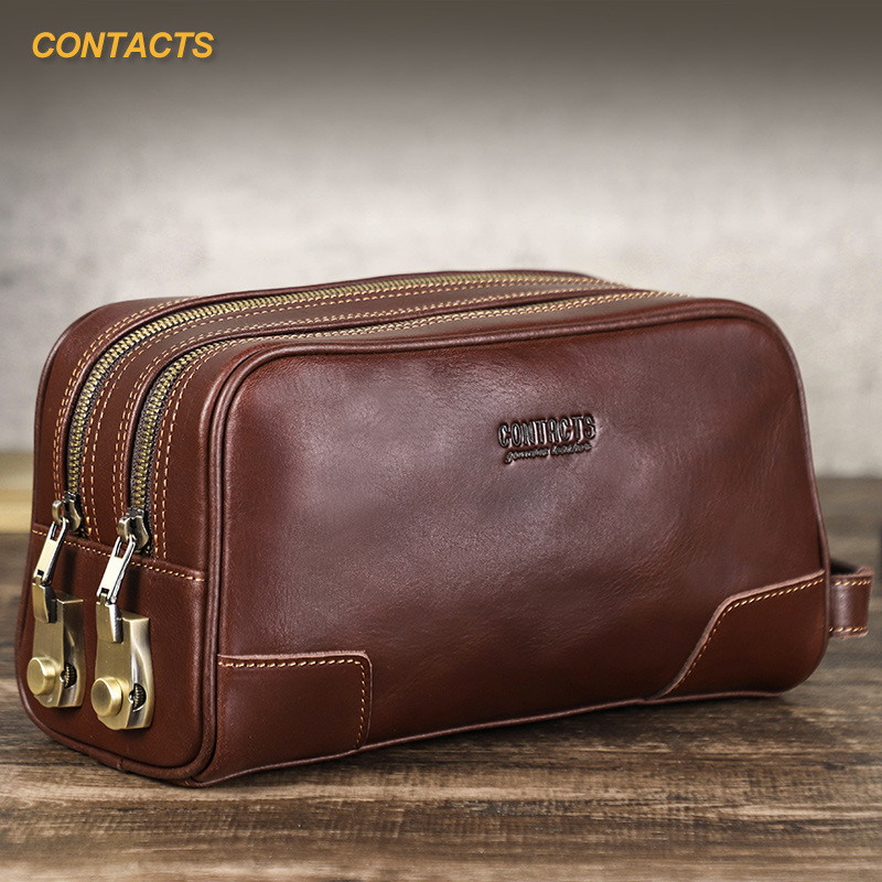 Black Angel First Layer Cowhide with High-End Code Lock Men's Clutch Multifunctional Men's Washing Portable Storage Bag