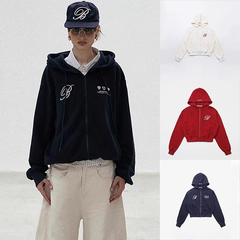 Badblood Bcac Series American Sweatshirt Women's Embroidered Lazy Style Hoodie Niche Loose Casual Jacket