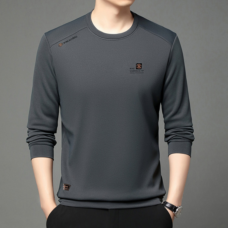 Men's Pure Cotton Sweatshirt Popular Spring New Loose Casual Men's Round Neck Pullover Long-Sleeved Top T-Shirt Dropshipping