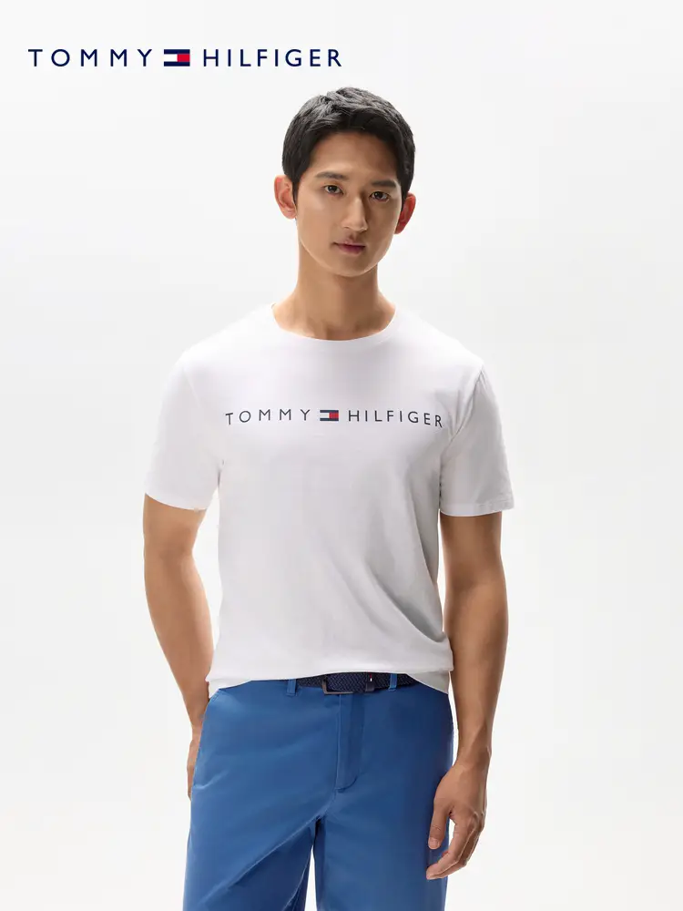 [Soft Feeling] Tommy Summer Men's pure cotton Casual Work Clothing Slogan Print pure color Short Sleeve T-Shirt J4189